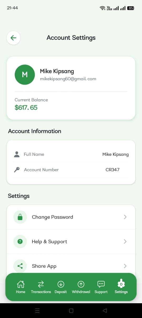 App screenshot 9 showing Instant Transfer interface